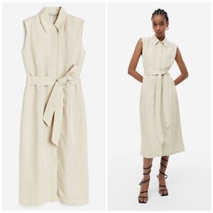 H&M Linen Blend Shirt Dress New